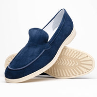 Livorno Sueded Italian Goatskin Loafer in Navy by Zelli Italia