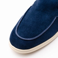 Livorno Sueded Italian Goatskin Loafer in Navy by Zelli Italia