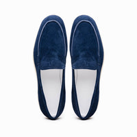 Livorno Sueded Italian Goatskin Loafer in Navy by Zelli Italia