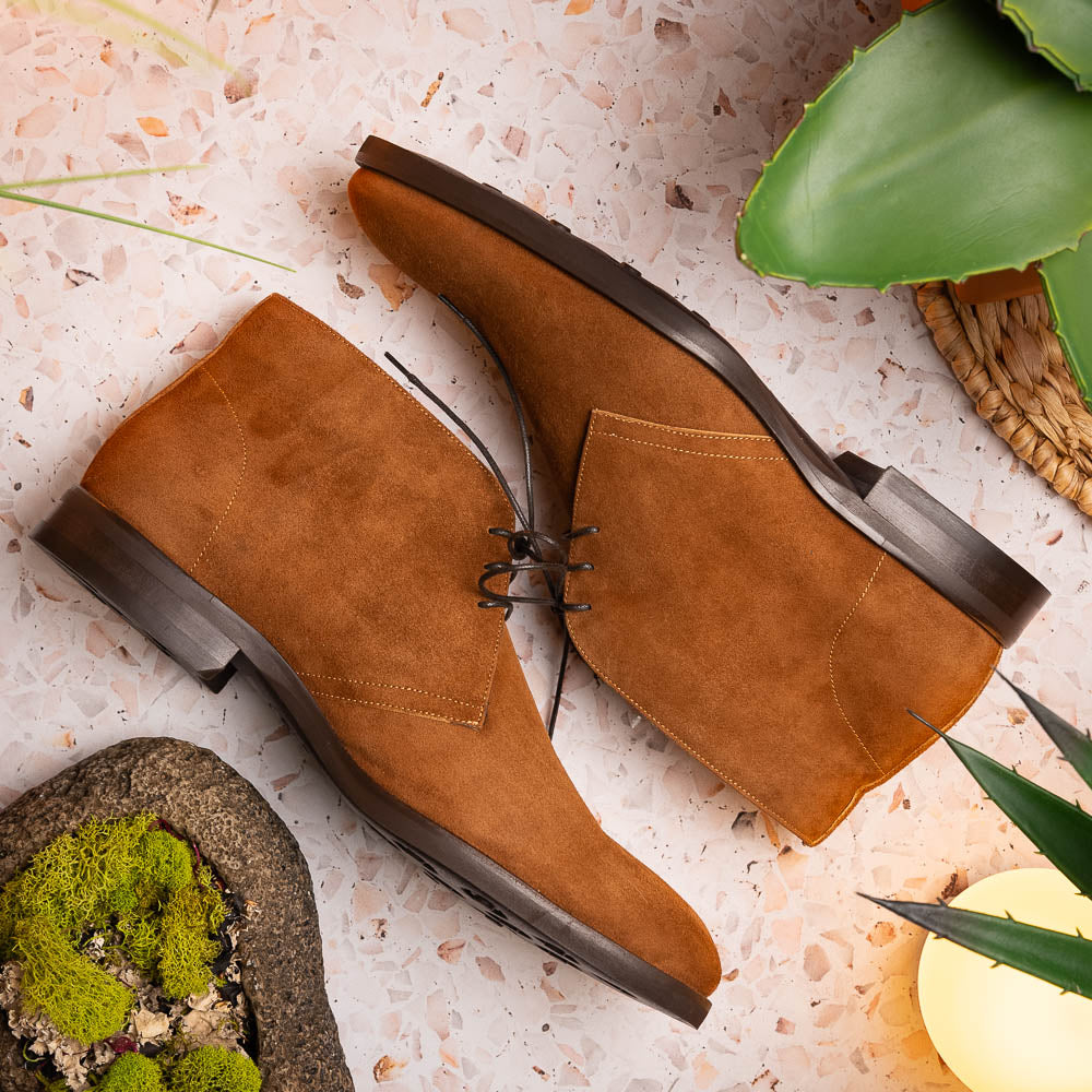 Marco Italian Sueded Calfskin Chukka Boot in Tobacco by  display picture 1
