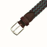 Maxwell Braided Belt in Briar Waxy Leather and Navy Fabric by T.B. Phelps