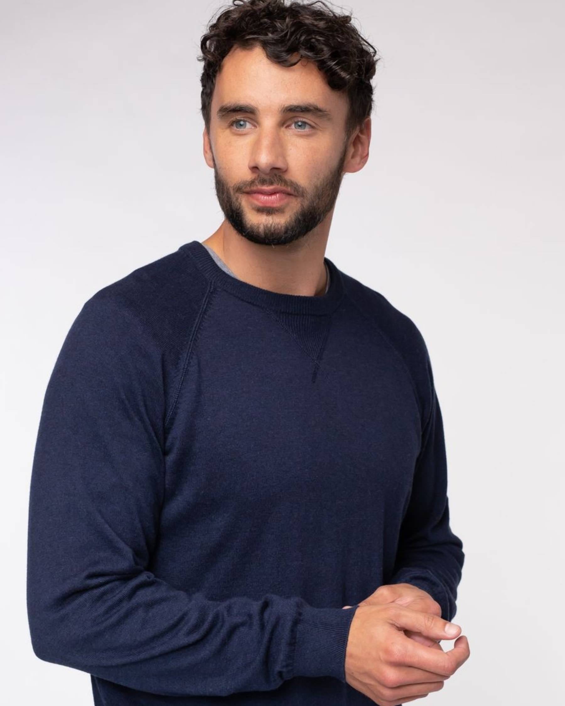 Cotton Cashmere Blend Raglan Sweatshirt-Style Sweater (Choice of Colors) by Alashan Cashmere