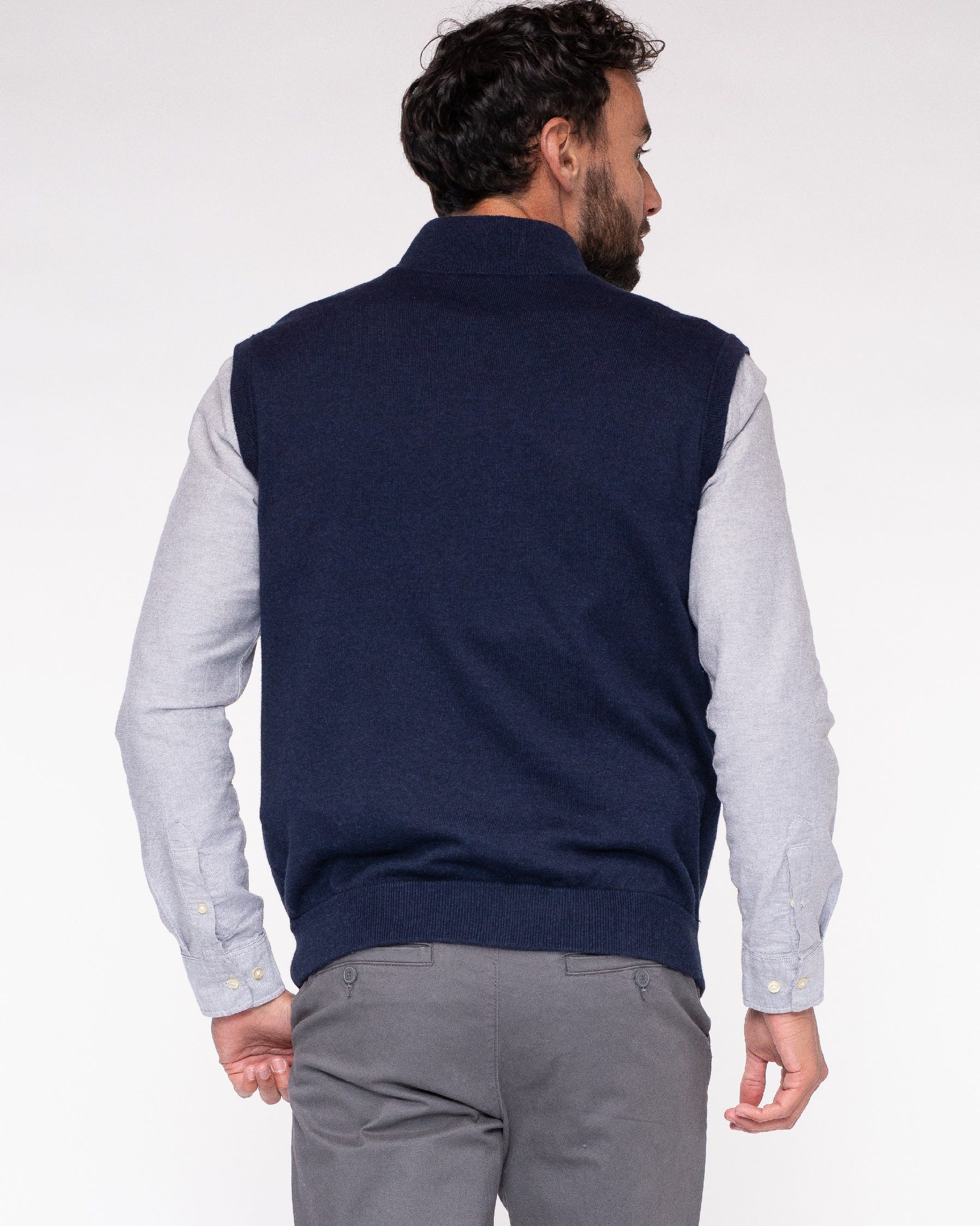 Cotton Cashmere 1/4 Zip V-Neck Sweater Vest (Choice of Colors) by Alashan Cashmere