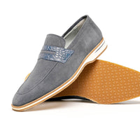 Meo 3 Sueded Goatskin Penny Loafer in Grey by Zelli Italia