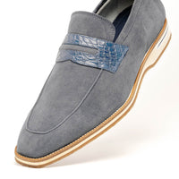 Meo 3 Sueded Goatskin Penny Loafer in Grey by Zelli Italia