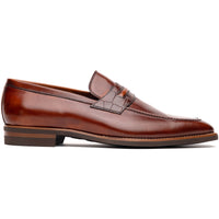 Meo Hand Burnished Italian Calfskin Loafer with Crocodile Trim in Cognac by Zelli Italia