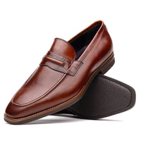 Meo Hand Burnished Italian Calfskin Loafer with Crocodile Trim in Cognac by Zelli Italia