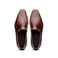 Meo Hand Burnished Italian Calfskin Loafer with Crocodile Trim in Cognac by Zelli Italia