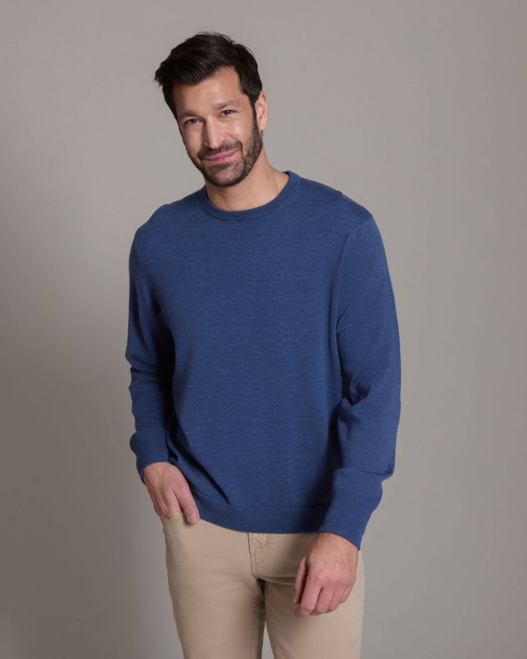 Worsted Merino Wool Classic Crew Neck Sweater (Choice of Colors) by Alashan Cashmere
