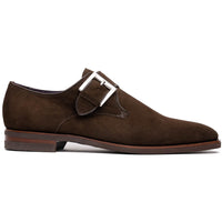 Hebrilla Italian Suede Monk Strap Shoe in Dark Brown by Zelli Italia