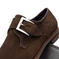 Hebrilla Italian Suede Monk Strap Shoe in Dark Brown by Zelli Italia