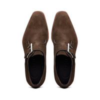 Hebrilla Italian Suede Monk Strap Shoe in Dark Brown by Zelli Italia