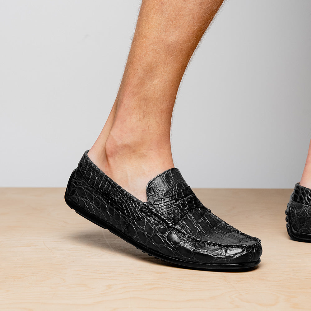 Monza Crocodile Driver in Black Matte by Zelli Italia