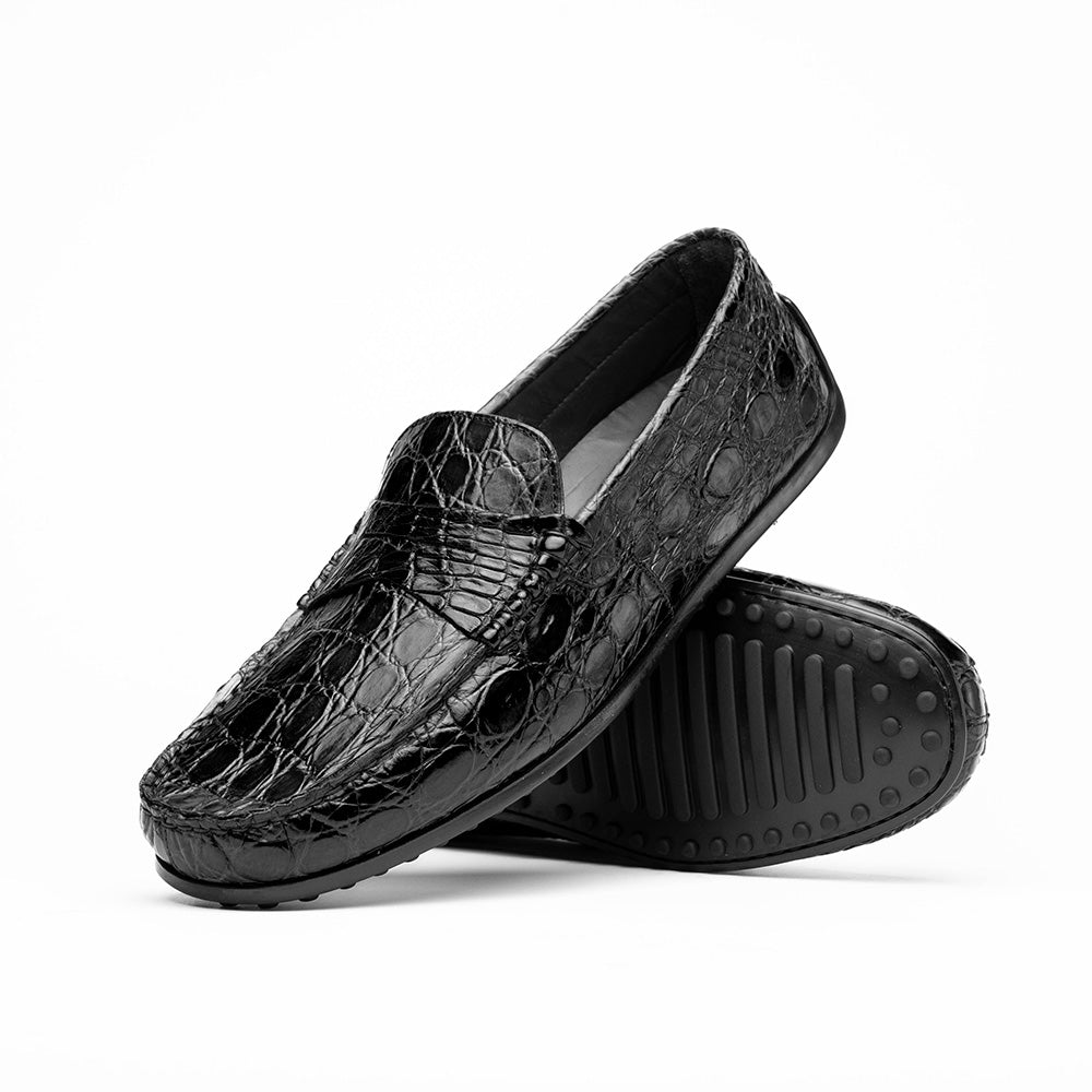 Monza Crocodile Driver in Black Matte by Zelli Italia