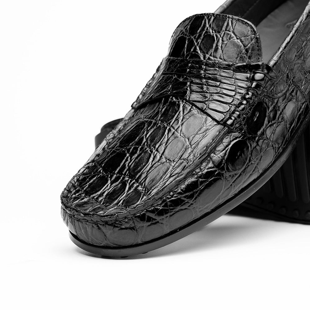 Monza Crocodile Driver in Black Matte by Zelli Italia