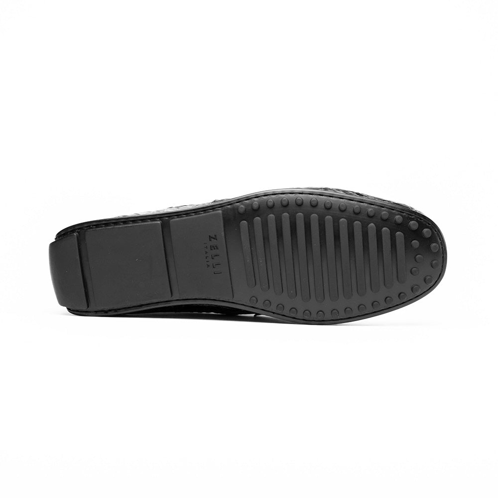 Monza Crocodile Driver in Black Matte by Zelli Italia