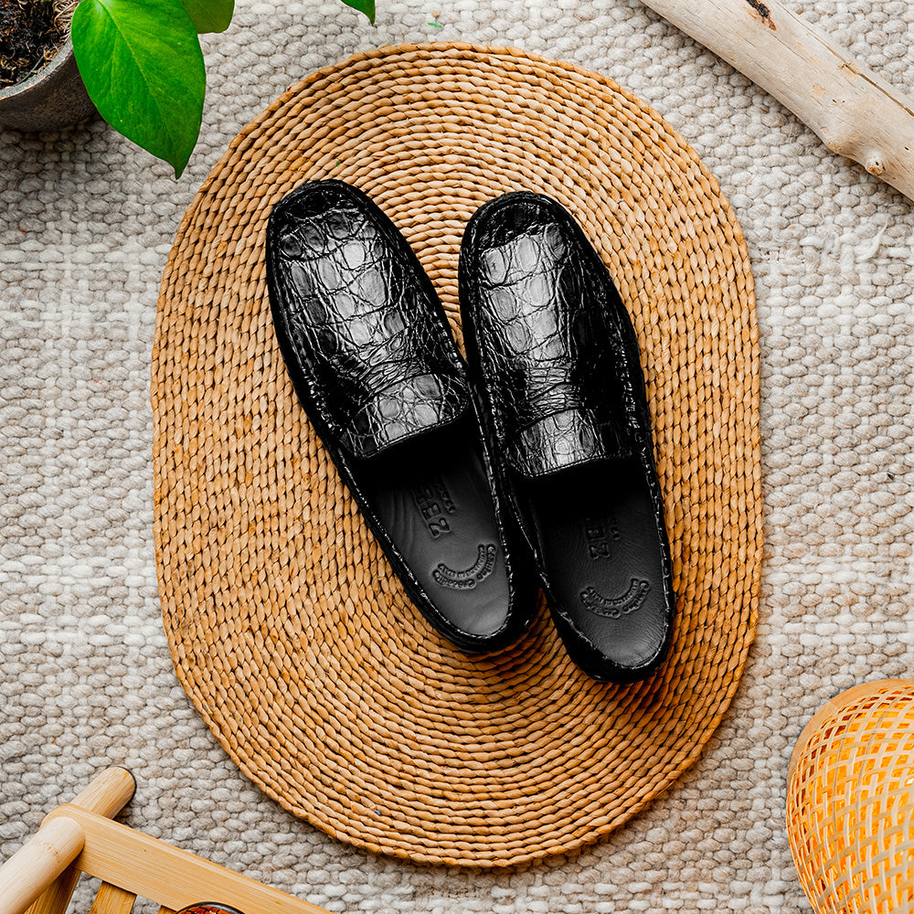 Monza Crocodile Driver in Black Matte by Zelli Italia