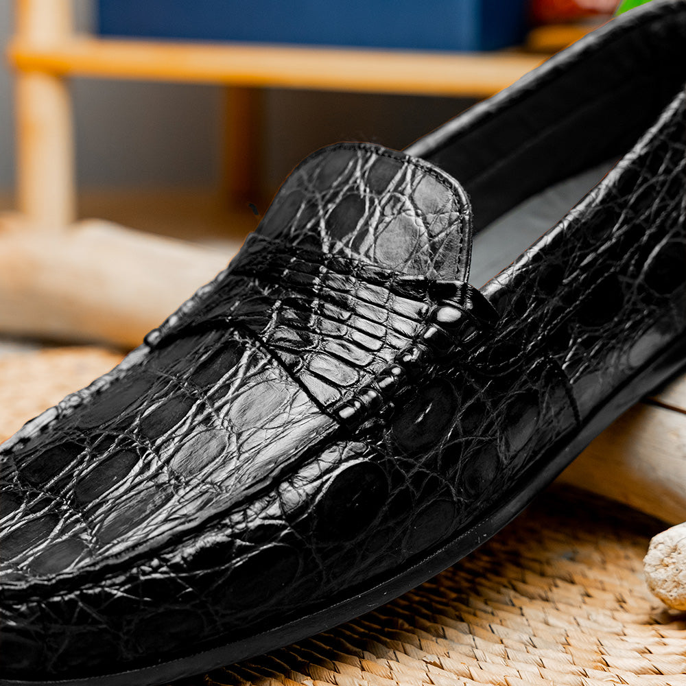 Monza Crocodile Driver in Black Matte by Zelli Italia