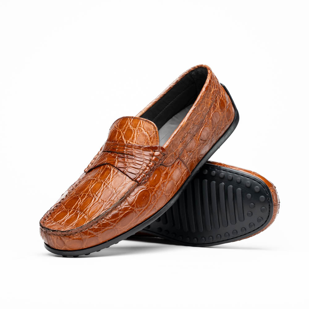 Monza Crocodile Driver in Cognac by Zelli Italia