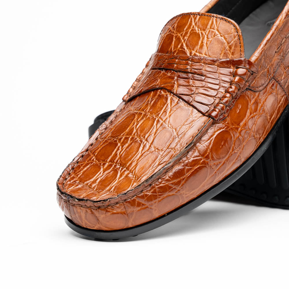 Monza Crocodile Driver in Cognac by Zelli Italia