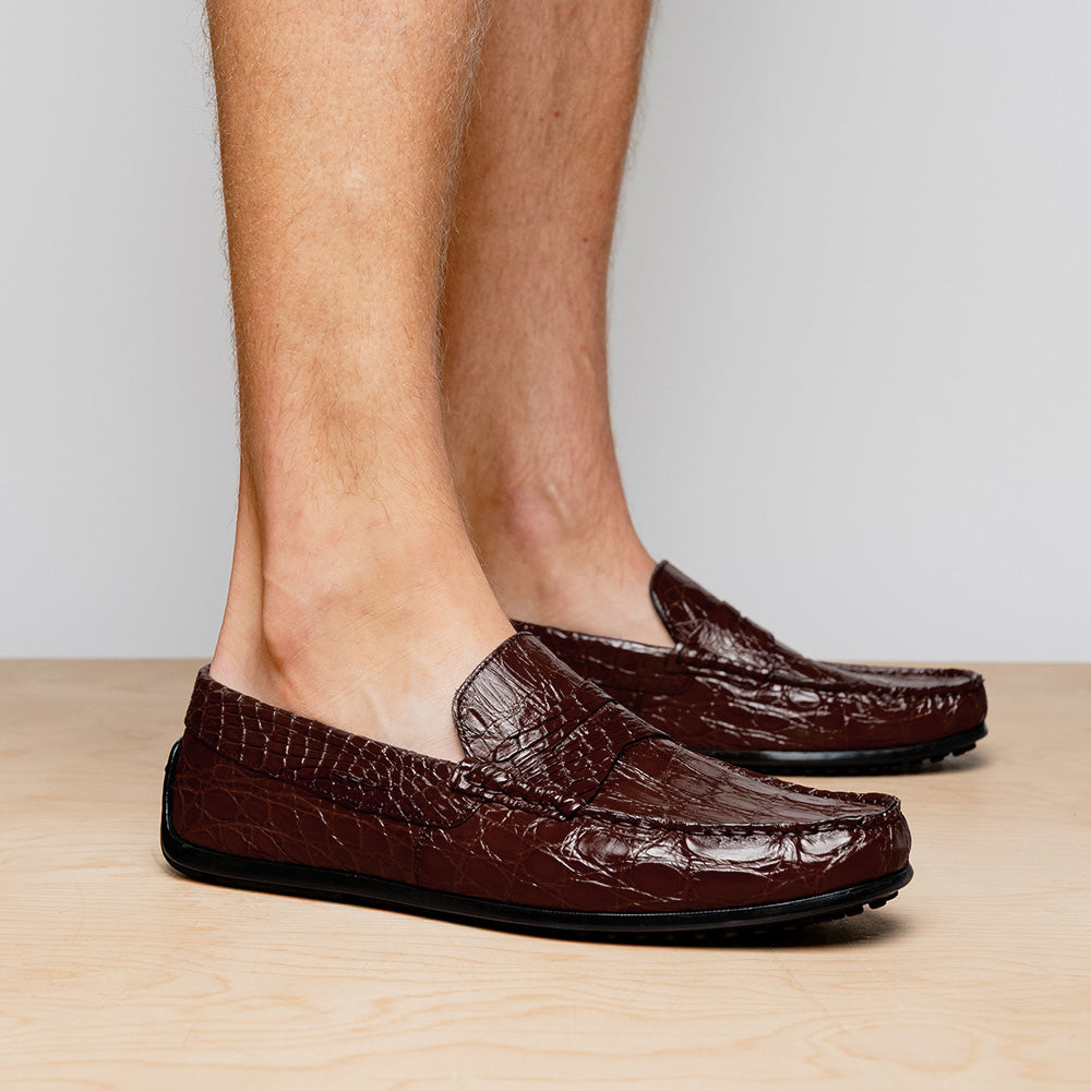 Monza Crocodile Driver in Nicotine by Zelli Italia