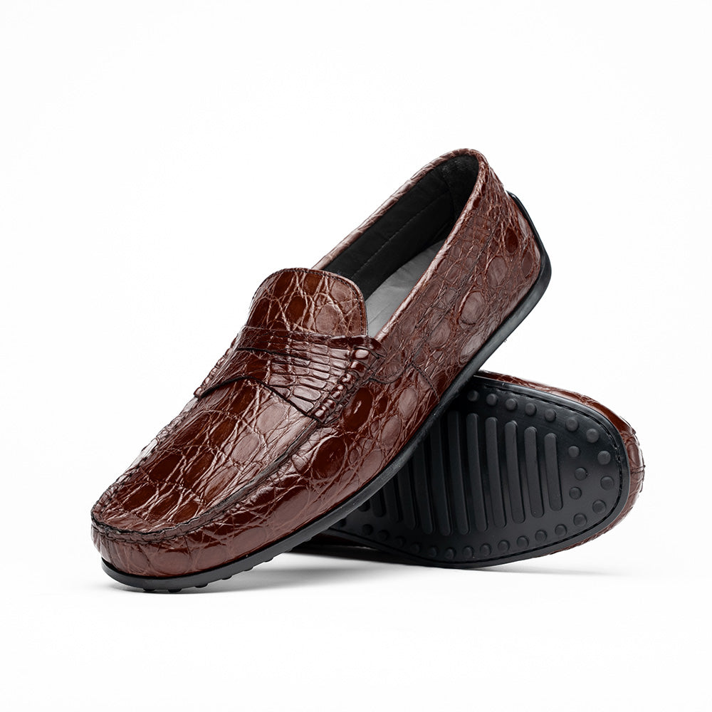 Monza Crocodile Driver in Nicotine by Zelli Italia