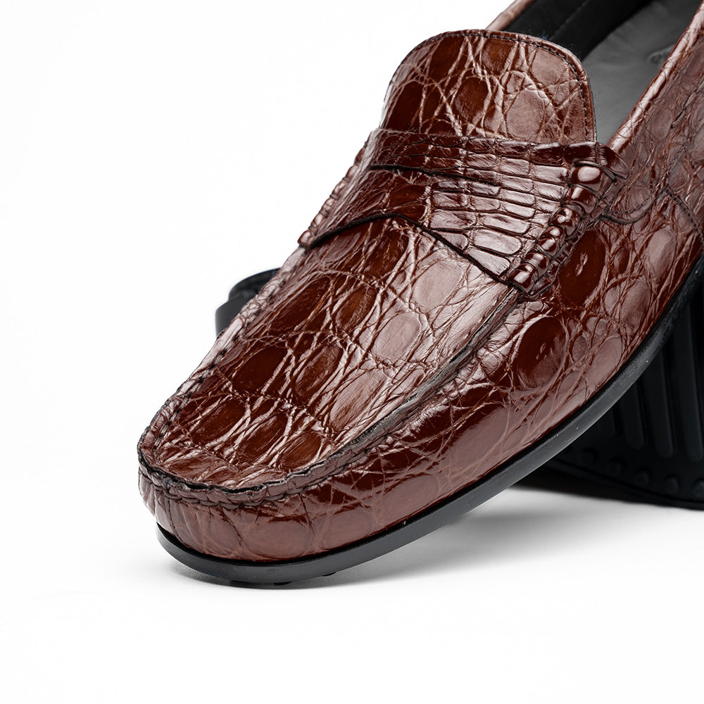 Monza Crocodile Driver in Nicotine by Zelli Italia