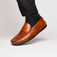 Monza Hand Burnished Italian Calfskin Driving Loafer in Cognac by Zelli Italia
