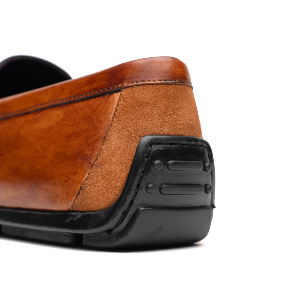 Monza Hand Burnished Italian Calfskin Driving Loafer in Cognac by Zelli Italia