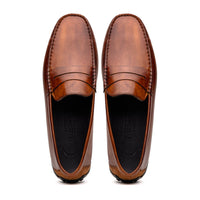 Monza Hand Burnished Italian Calfskin Driving Loafer in Cognac by Zelli Italia