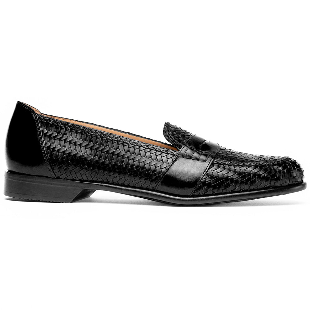 Nicola Woven Italian Calfskin Penny Loafer in Black by Zelli Italia