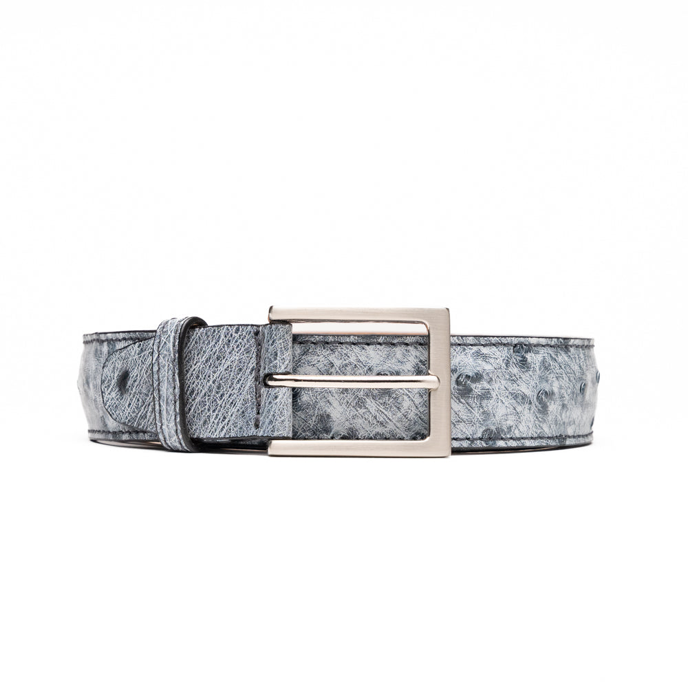 Genuine Ostrich Quill Belt in Grey by Zelli Italia