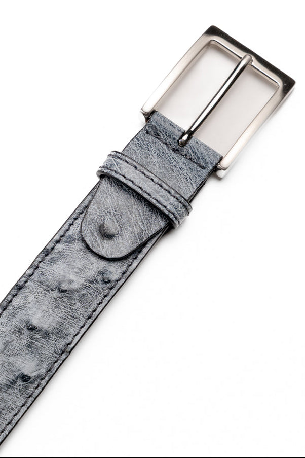 Genuine Ostrich Quill Belt in Grey by Zelli Italia
