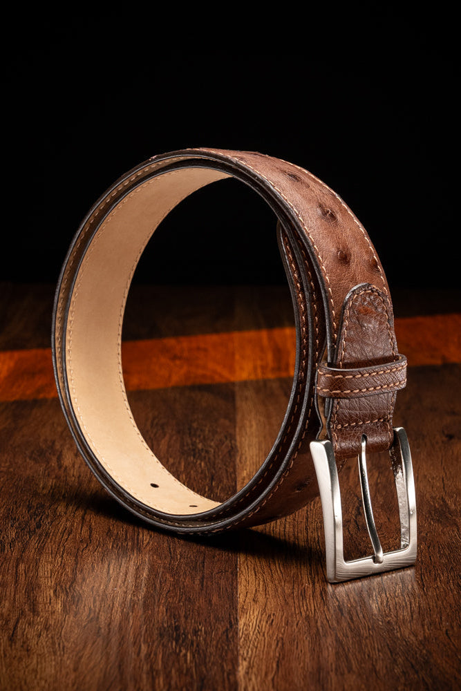 Genuine Ostrich Quill Belt in Brown by Zelli Italia