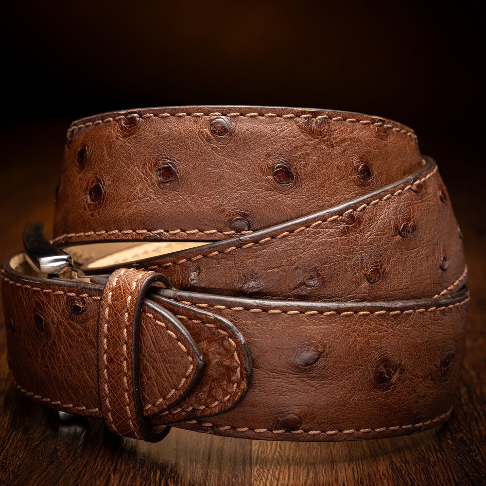 Genuine Ostrich Quill Belt in Brown by Zelli Italia