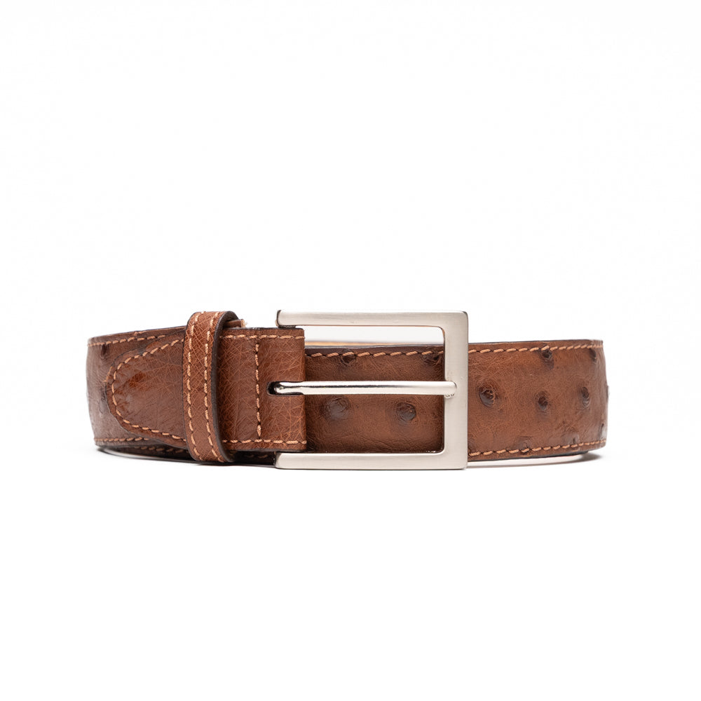 Genuine Ostrich Quill Belt in Brown by Zelli Italia