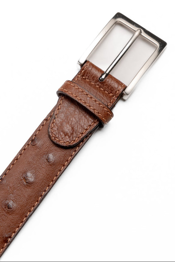 Genuine Ostrich Quill Belt in Brown by Zelli Italia