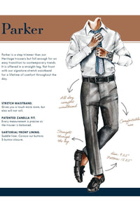 Parker Super 110s Wool Fancies Trouser in Light Blue and Tan Micro Check (Modern Straight Fit) by Zanella