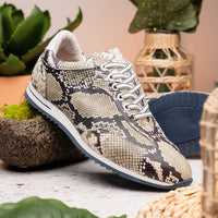 Peri Python Embossed Italian Calfskin Sneaker in Black/White by Zelli Italia