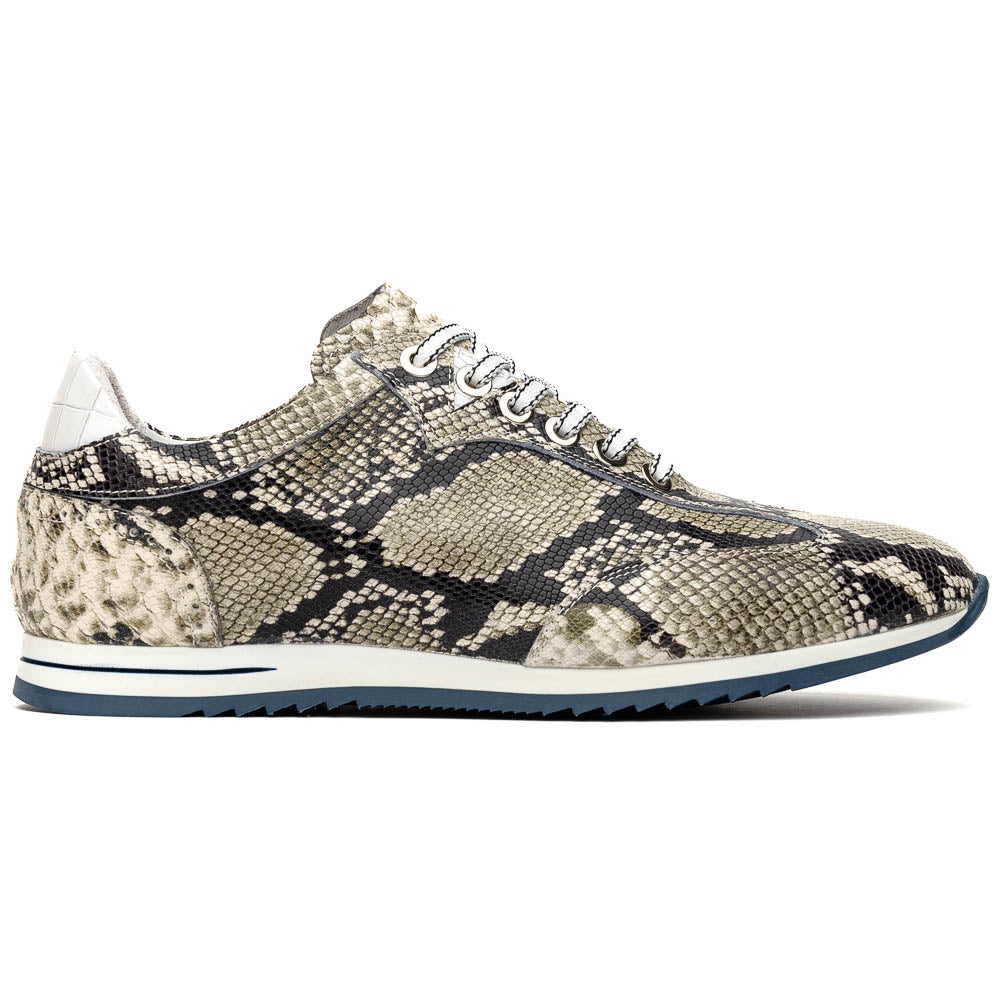 Peri Python Embossed Italian Calfskin Sneaker in Black/White by Zelli Italia