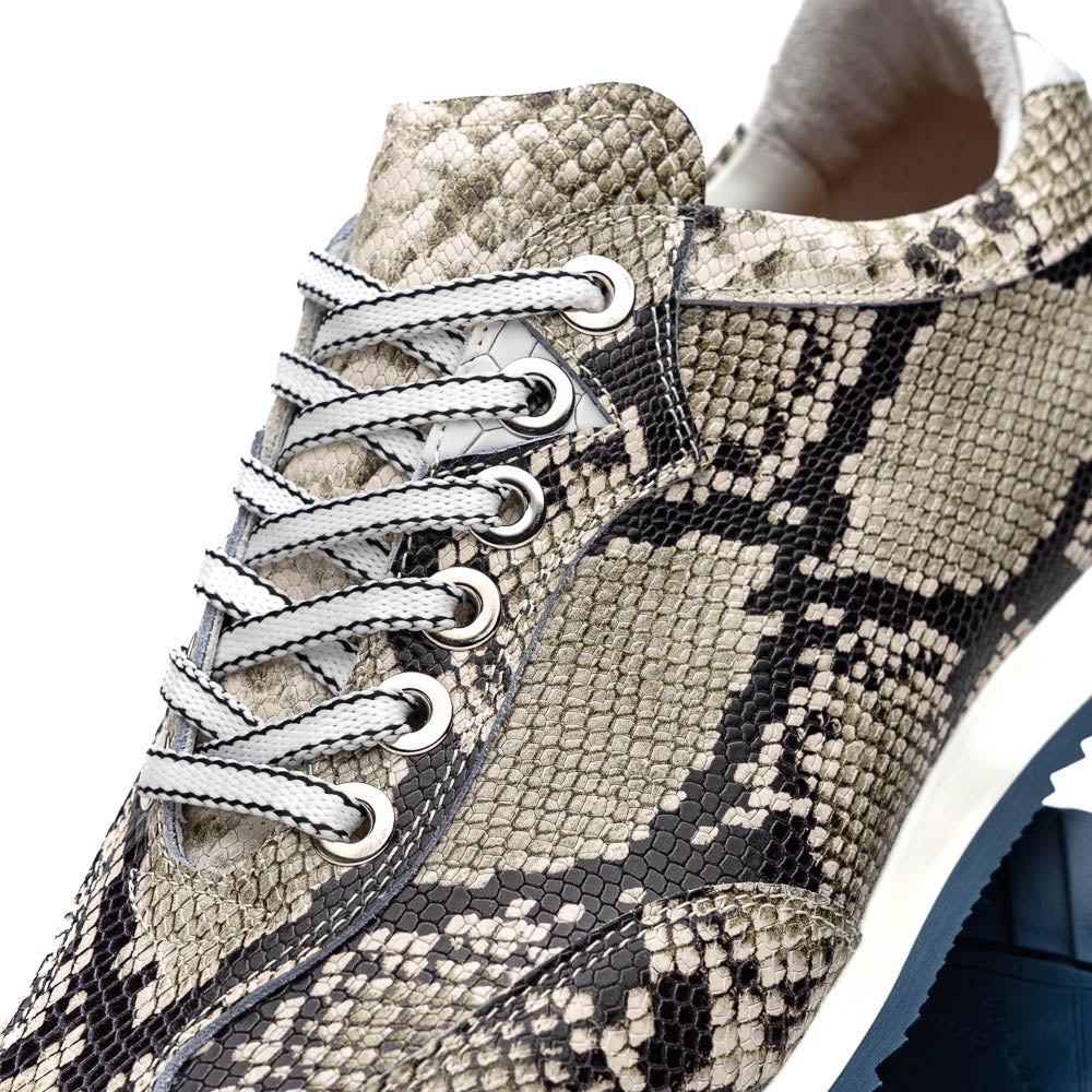 Peri Python Embossed Italian Calfskin Sneaker in Black/White by Zelli Italia