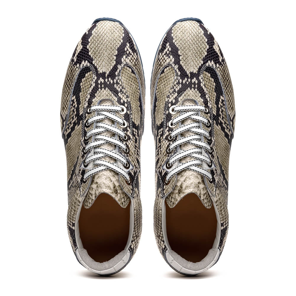Peri Python Embossed Italian Calfskin Sneaker in Black/White by Zelli