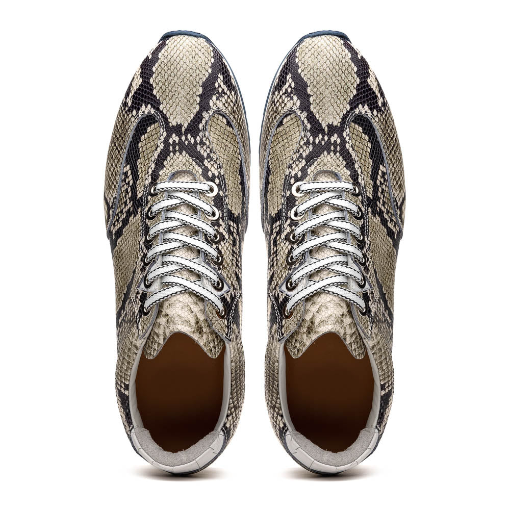 Peri Python Embossed Italian Calfskin Sneaker in Black/White by Zelli Italia