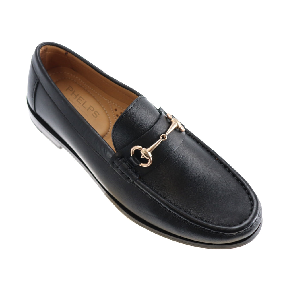 Phelps Interchangeable 'Bridge Bits®' Tubular English Moccasin Loafer in Black Calfskin by T.B. Phelps