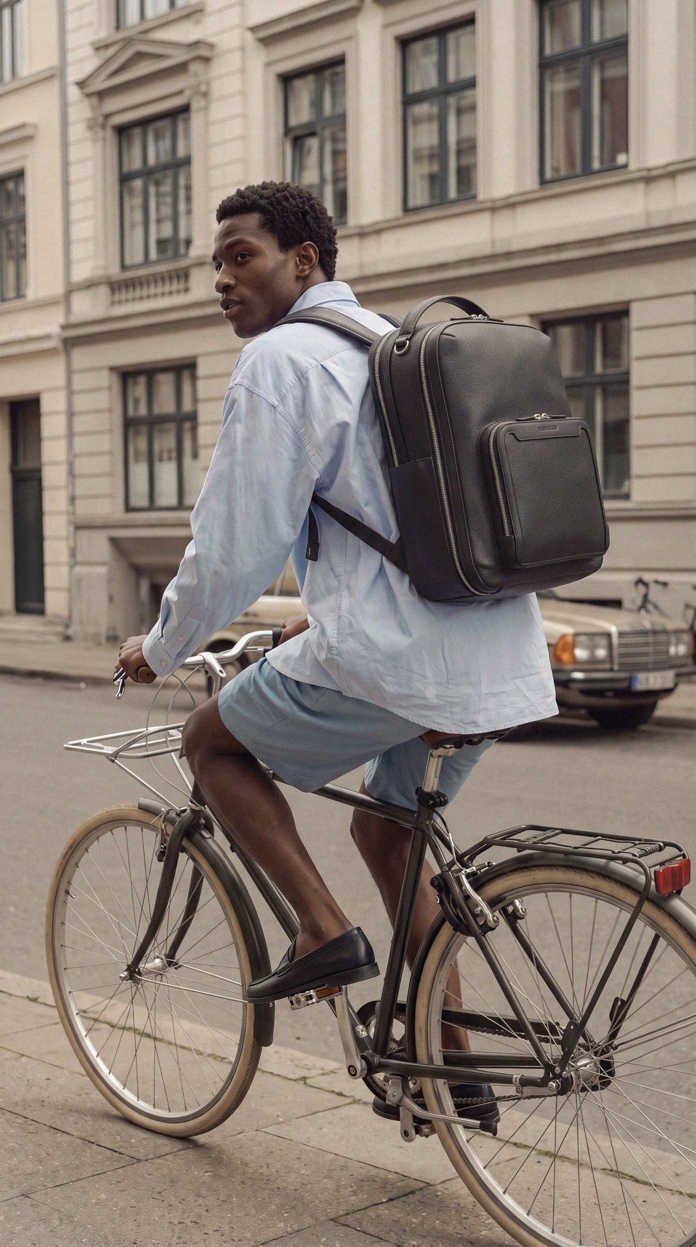 Pilot Leather Travel Backpack in Jet Black by Wool & Oak