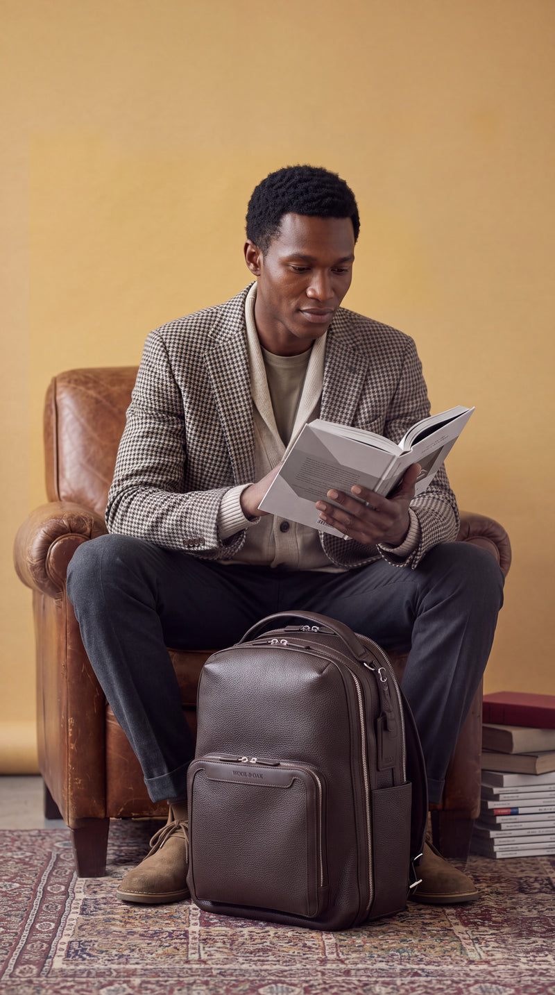 Pilot Leather Travel Backpack in Chocolate by Wool & Oak