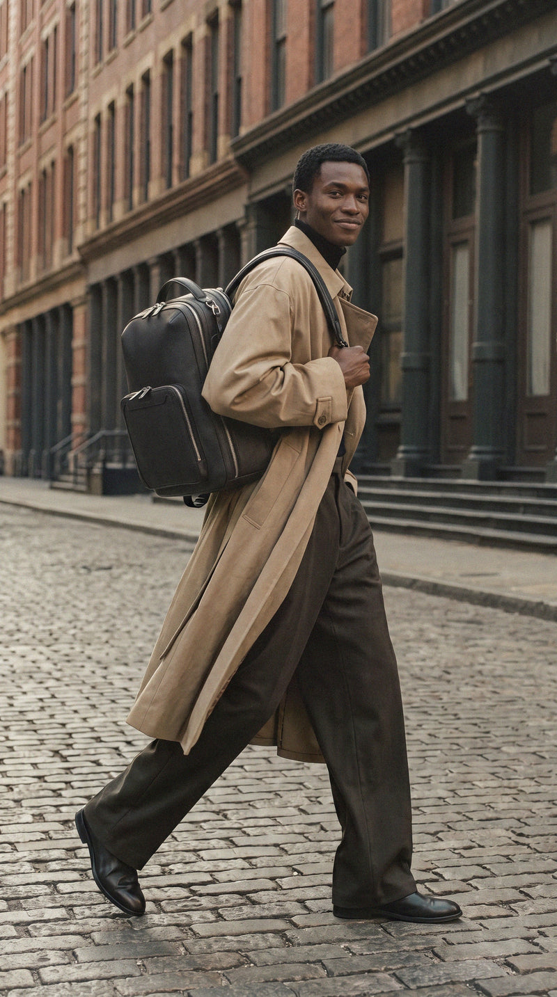 Pilot Leather Travel Backpack in Jet Black by Wool & Oak