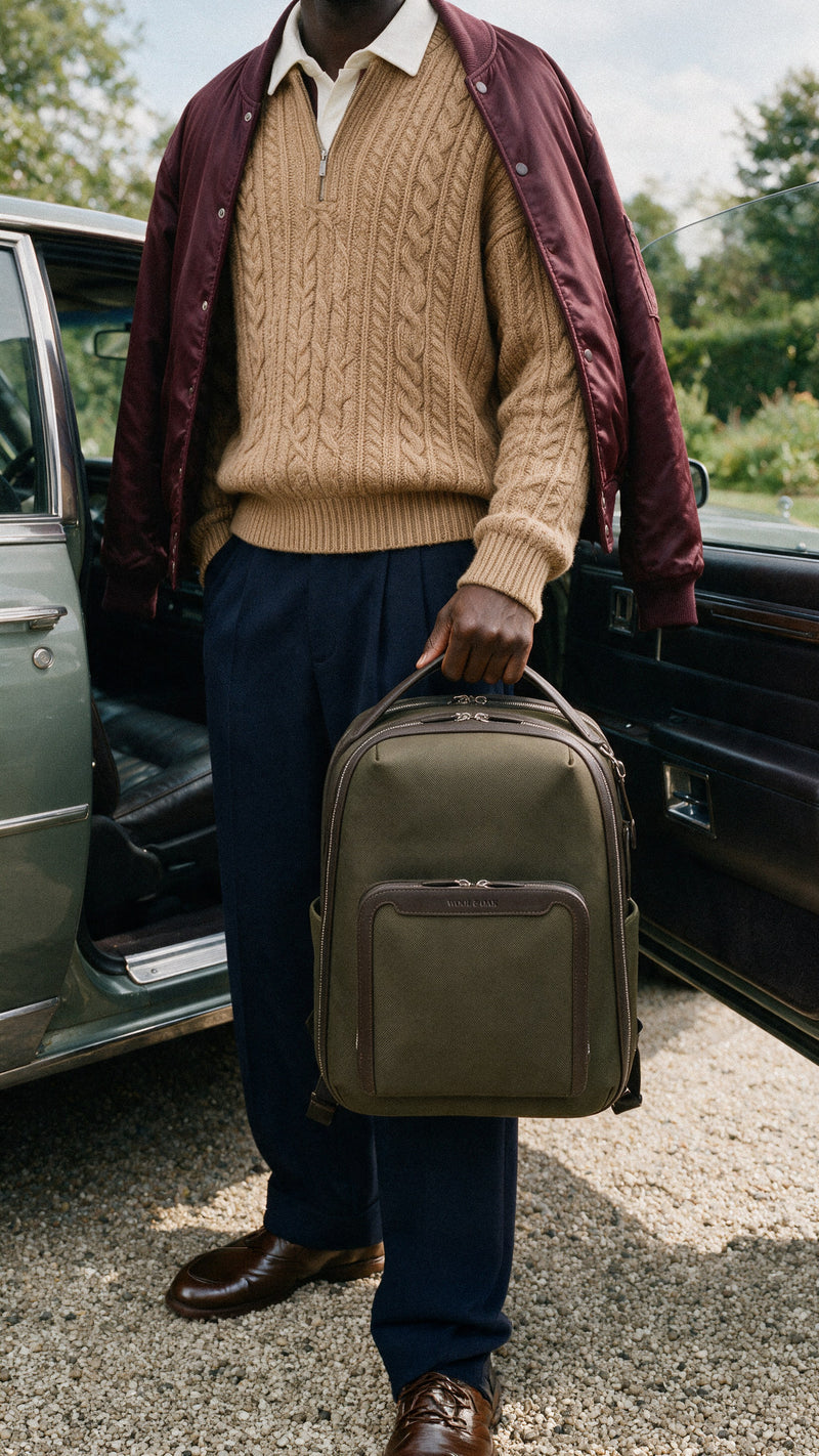 Pilot High Ballistic Nylon Travel Backpack in Olive by Wool & Oak
