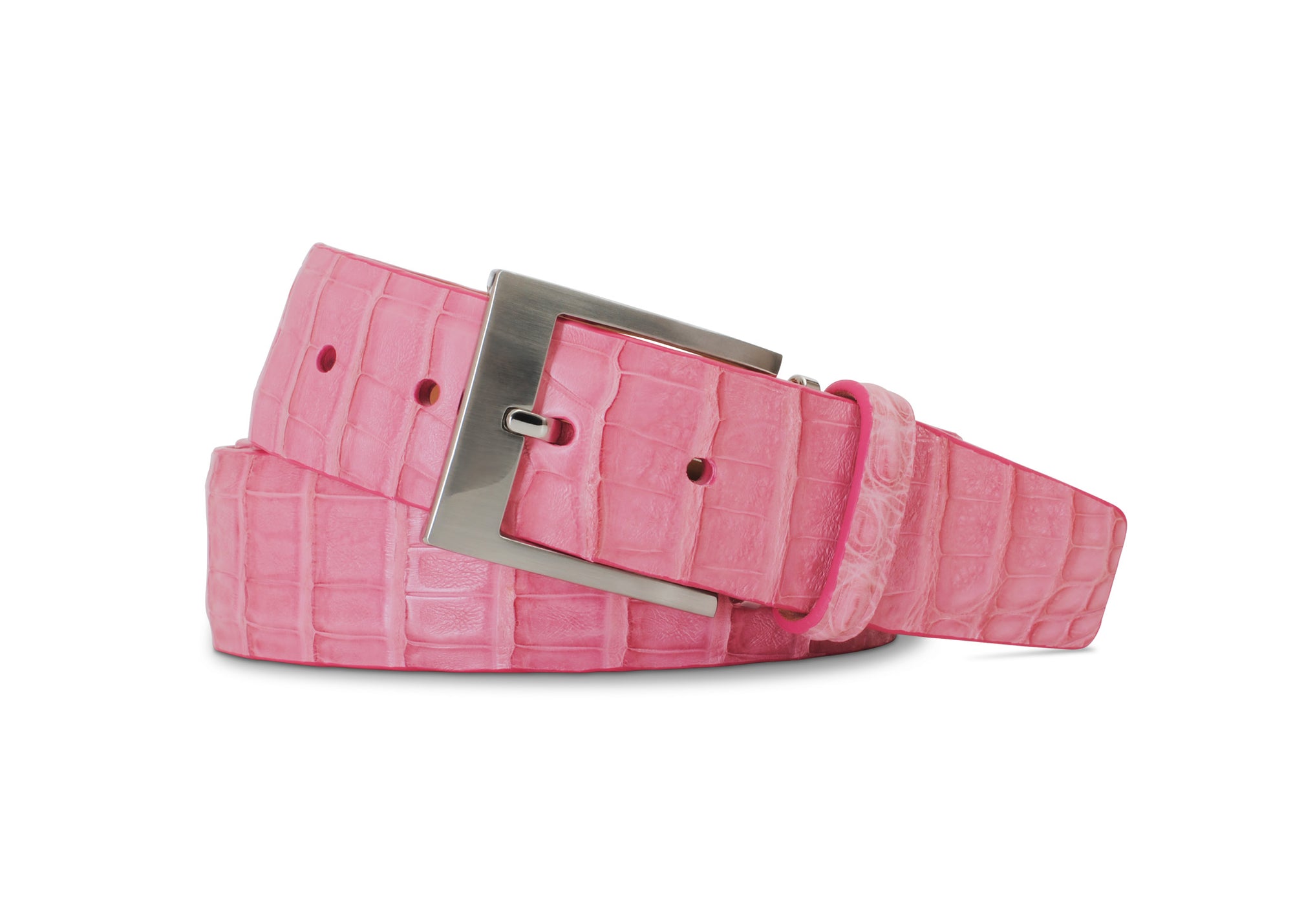 Caiman Crocodile Belt in Pink by Brookes & Hyde