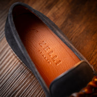 Pisa Italian Suede Hand-Woven Loafers in Navy by Zelli Italia